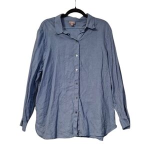 J. Jill Long Sleeve Button Down Shirt Blue Size L Preowned